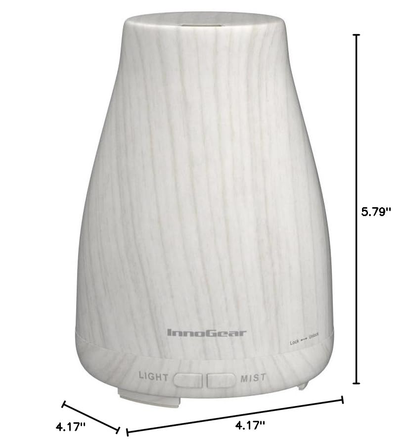 InnoGear Essential Oil Diffuser with Oils, 100ml Aromatherapy Diffuser with 6 Essential Oils Set, Aroma Cool Mist Humidifier Gift Set, Dark Wood Grain