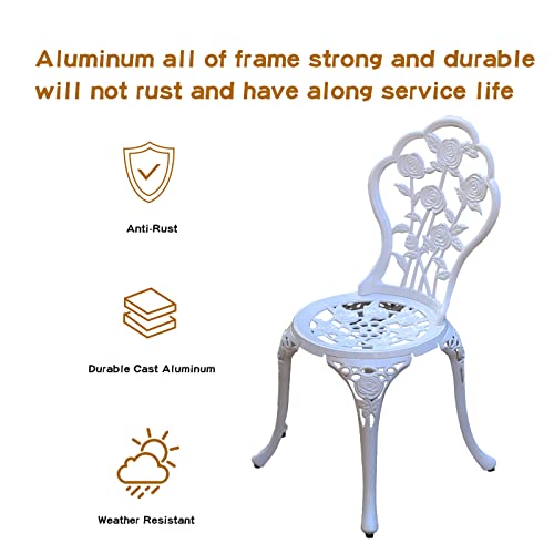 JARDIN DE CENTENNIAL Patio Bistro Set.Rust-Resistant Cast Aluminum Bistro Table Set with Umbrella Hole for Backyard (Rose Copper)