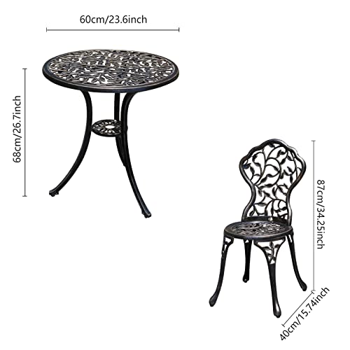 JARDIN DE CENTENNIAL Patio Bistro Set.Rust-Resistant Cast Aluminum Bistro Table Set with Umbrella Hole for Backyard (Rose Copper)