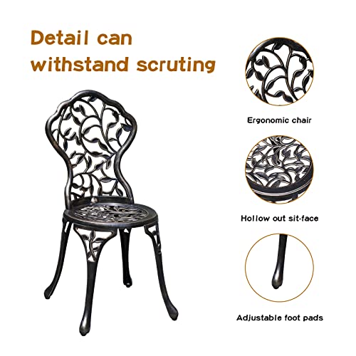 JARDIN DE CENTENNIAL Patio Bistro Set.Rust-Resistant Cast Aluminum Bistro Table Set with Umbrella Hole for Backyard (Rose Copper)