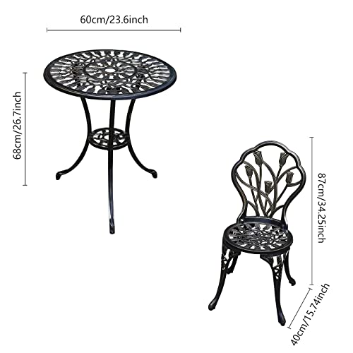 JARDIN DE CENTENNIAL Patio Bistro Set.Rust-Resistant Cast Aluminum Bistro Table Set with Umbrella Hole for Backyard (Rose Copper)