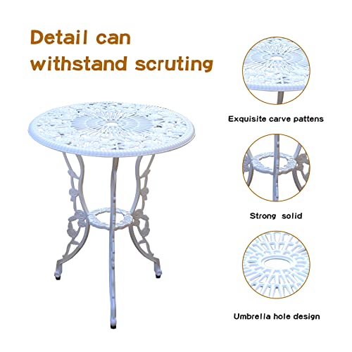 JARDIN DE CENTENNIAL Patio Bistro Set.Rust-Resistant Cast Aluminum Bistro Table Set with Umbrella Hole for Backyard (Rose Copper)