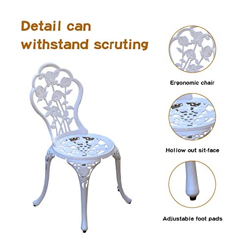 JARDIN DE CENTENNIAL Patio Bistro Set.Rust-Resistant Cast Aluminum Bistro Table Set with Umbrella Hole for Backyard (Rose Copper)