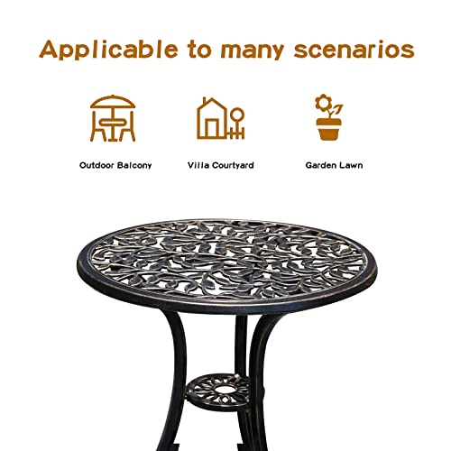 JARDIN DE CENTENNIAL Patio Bistro Set.Rust-Resistant Cast Aluminum Bistro Table Set with Umbrella Hole for Backyard (Rose Copper)
