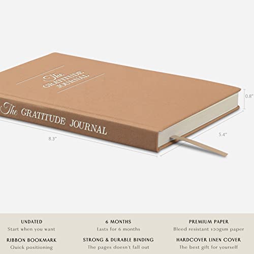 The Gratitude Journal : Five Minutes a Day for More Happiness, Positivity, Affirmation, Productivity, Mindfulness & Self Care - A Simple Effective Undated Daily Guide Planner for Women & Men (Beige)
