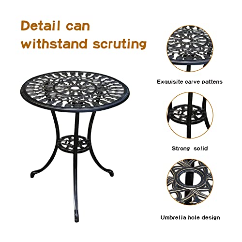 JARDIN DE CENTENNIAL Patio Bistro Set.Rust-Resistant Cast Aluminum Bistro Table Set with Umbrella Hole for Backyard (Rose Copper)