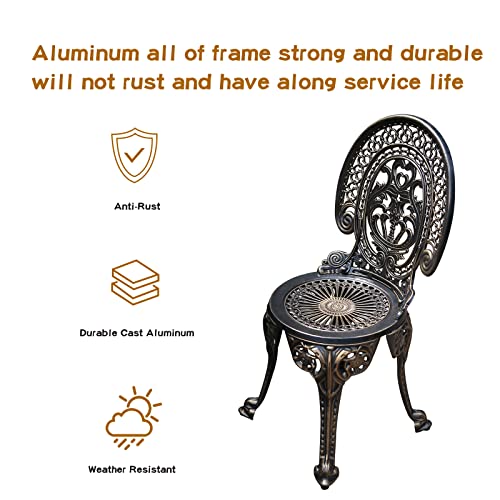 JARDIN DE CENTENNIAL Patio Bistro Set.Rust-Resistant Cast Aluminum Bistro Table Set with Umbrella Hole for Backyard (Rose Copper)