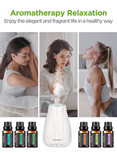 InnoGear Essential Oil Diffuser with Oils, 100ml Aromatherapy Diffuser with 6 Essential Oils Set, Aroma Cool Mist Humidifier Gift Set, Dark Wood Grain