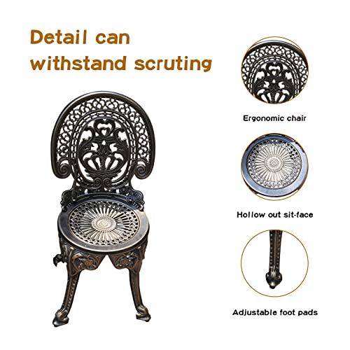 JARDIN DE CENTENNIAL Patio Bistro Set.Rust-Resistant Cast Aluminum Bistro Table Set with Umbrella Hole for Backyard (Rose Copper)