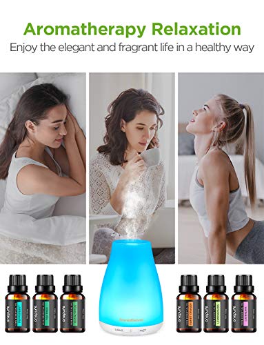 InnoGear Essential Oil Diffuser with Oils, 100ml Aromatherapy Diffuser with 6 Essential Oils Set, Aroma Cool Mist Humidifier Gift Set, Dark Wood Grain
