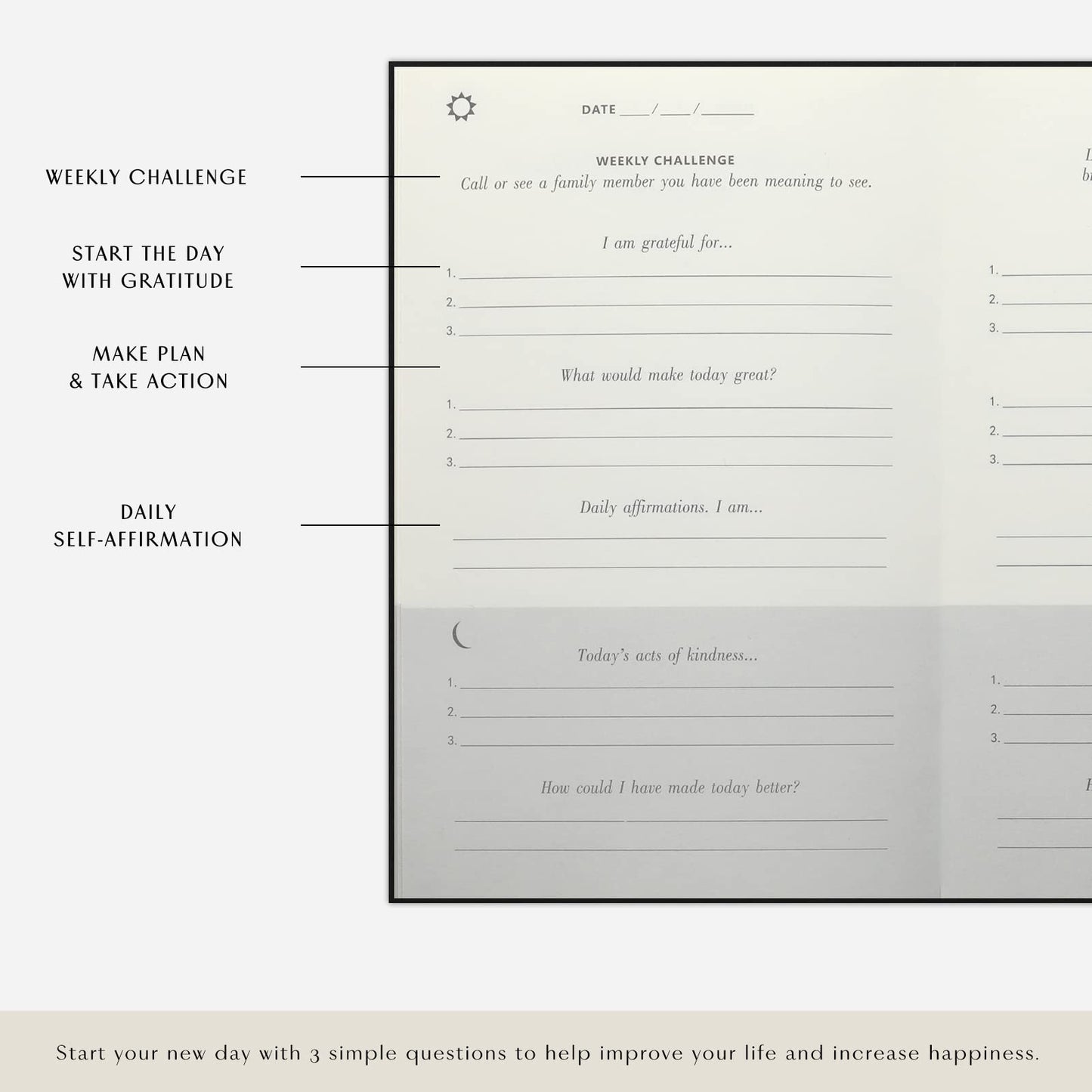 The Gratitude Journal : Five Minutes a Day for More Happiness, Positivity, Affirmation, Productivity, Mindfulness & Self Care - A Simple Effective Undated Daily Guide Planner for Women & Men (Beige)