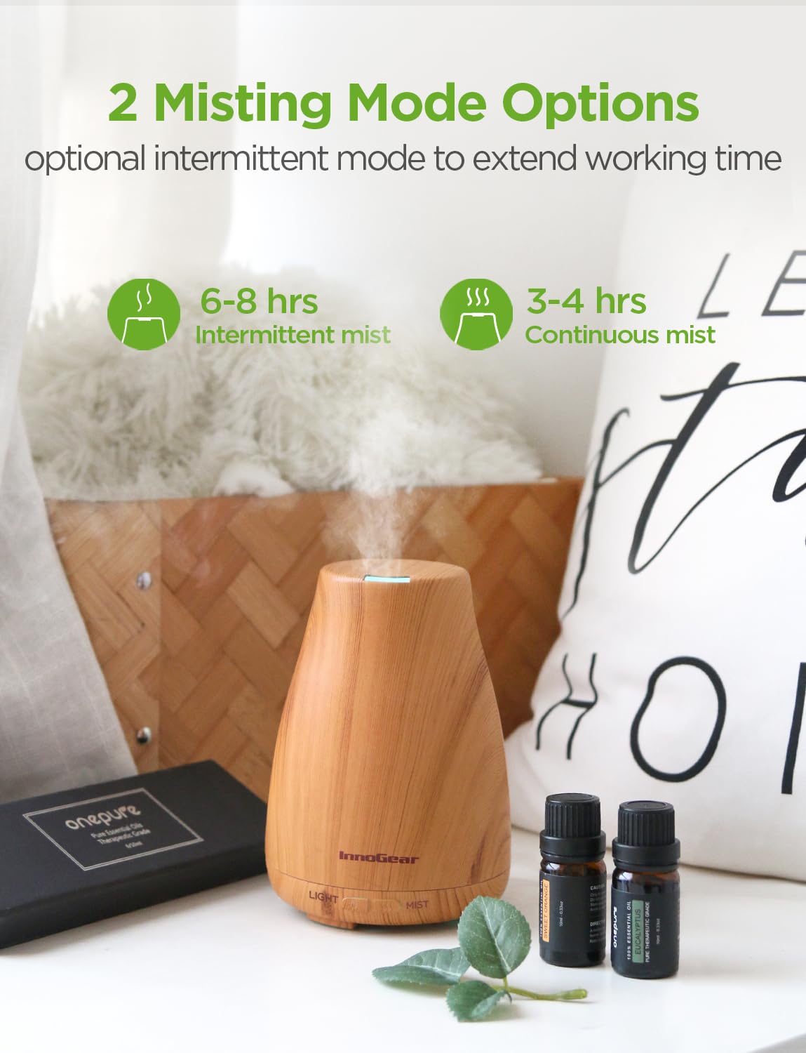 InnoGear Essential Oil Diffuser with Oils, 100ml Aromatherapy Diffuser with 6 Essential Oils Set, Aroma Cool Mist Humidifier Gift Set, Dark Wood Grain