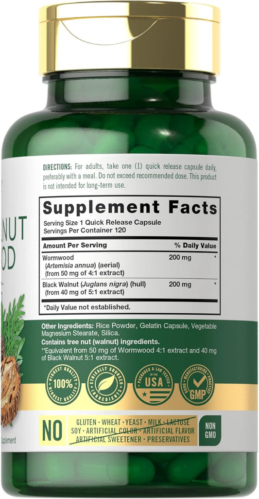 Carlyle Black Walnut Wormwood | 120 Capsules | Herbal Complex | Non-GMO, Gluten Free