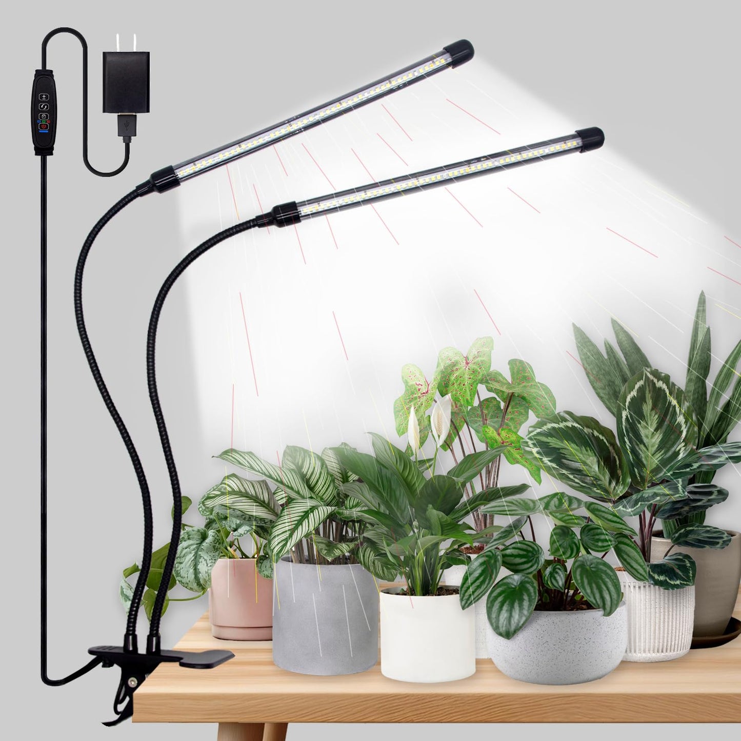Grow Light for Indoor Plants - Upgraded Version 80 LED Lamps with Full Spectrum & Red Blue Spectrum, 3/9/12H Timer, 10 Dimmable Level, Adjustable Gooseneck,3 Switch Modes