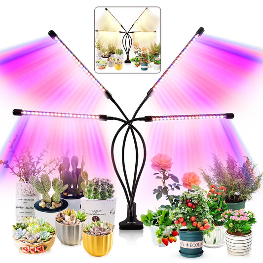 Grow Light for Indoor Plants - Upgraded Version 80 LED Lamps with Full Spectrum & Red Blue Spectrum, 3/9/12H Timer, 10 Dimmable Level, Adjustable Gooseneck,3 Switch Modes