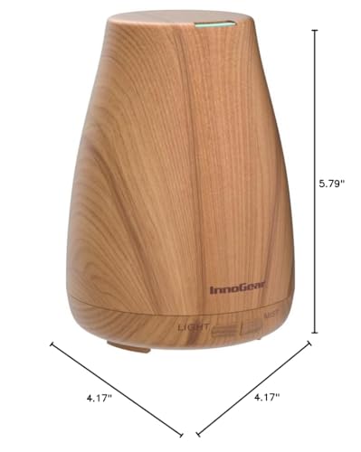 InnoGear Essential Oil Diffuser with Oils, 100ml Aromatherapy Diffuser with 6 Essential Oils Set, Aroma Cool Mist Humidifier Gift Set, Dark Wood Grain