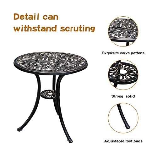 JARDIN DE CENTENNIAL Patio Bistro Set.Rust-Resistant Cast Aluminum Bistro Table Set with Umbrella Hole for Backyard (Rose Copper)