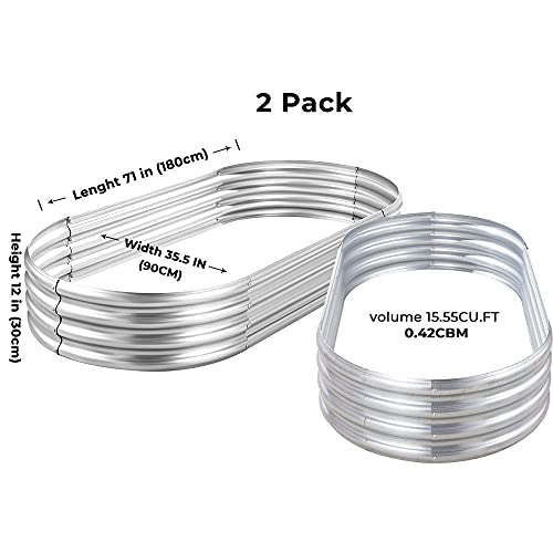 Land Guard Galvanized Raised Garden Bed Kit, Galvanized Planter Garden Boxes Outdoor, Oval Large Metal for Vegetables…………