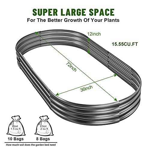 Land Guard Galvanized Raised Garden Bed Kit, Galvanized Planter Garden Boxes Outdoor, Oval Large Metal for Vegetables…………