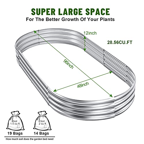 Land Guard Galvanized Raised Garden Bed Kit, Galvanized Planter Garden Boxes Outdoor, Oval Large Metal for Vegetables…………