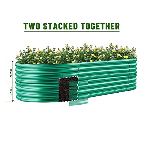 Land Guard Galvanized Raised Garden Bed Kit, Galvanized Planter Garden Boxes Outdoor, Oval Large Metal for Vegetables…………
