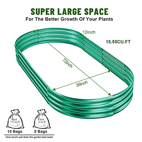 Land Guard Galvanized Raised Garden Bed Kit, Galvanized Planter Garden Boxes Outdoor, Oval Large Metal for Vegetables…………