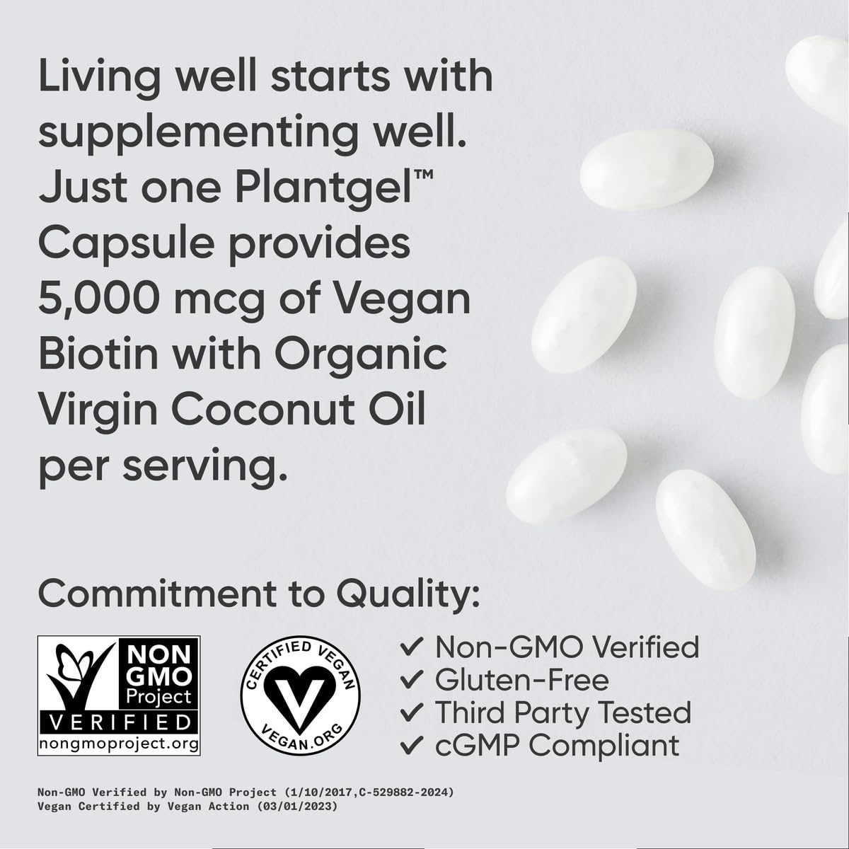 Sports Research® Biotin 10,000mcg with Organic Coconut Oil - Biotin (Vitamin B7) for Healthy Skin and Hair Support* - for Women and Men - Vegan, Non-GMO, Gluten & Soy-Free - 30 Veggie Softgels