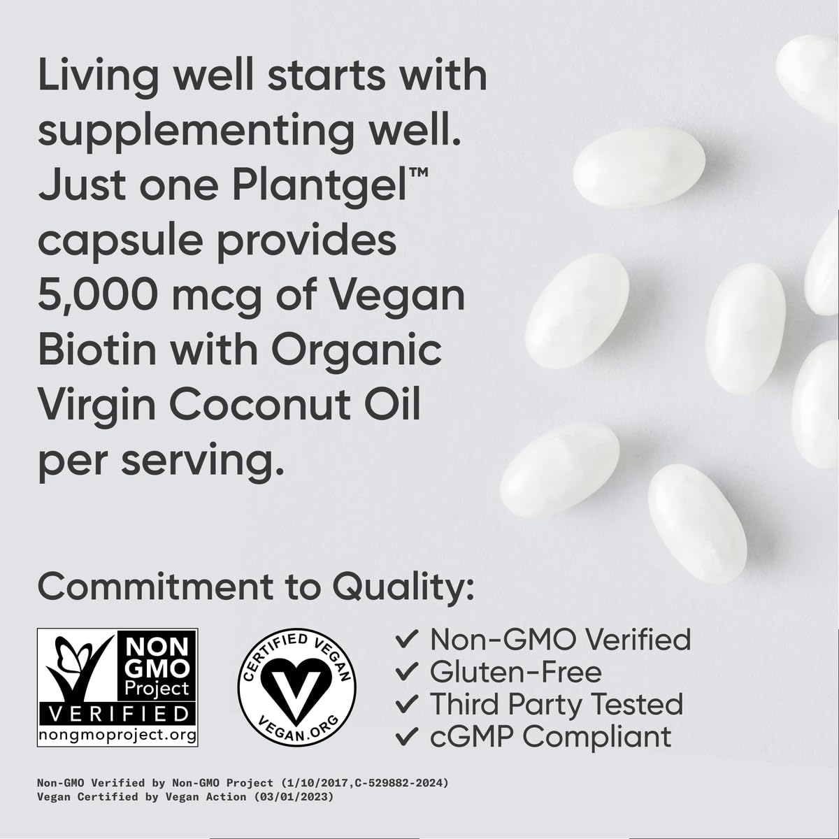 Sports Research® Biotin 10,000mcg with Organic Coconut Oil - Biotin (Vitamin B7) for Healthy Skin and Hair Support* - for Women and Men - Vegan, Non-GMO, Gluten & Soy-Free - 30 Veggie Softgels