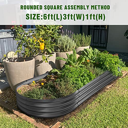 Land Guard Galvanized Raised Garden Bed Kit, Galvanized Planter Garden Boxes Outdoor, Oval Large Metal for Vegetables…………