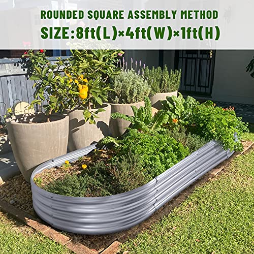 Land Guard Galvanized Raised Garden Bed Kit, Galvanized Planter Garden Boxes Outdoor, Oval Large Metal for Vegetables…………