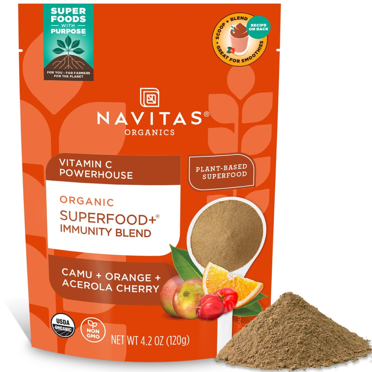 Navitas Organics Superfood+ Adaptogen Blend for Stress Support (Maca + Reishi + Ashwagandha), 6.3oz Bag, 30 Servings — Organic, Non-GMO, Vegan, Gluten-Free, Keto & Paleo.