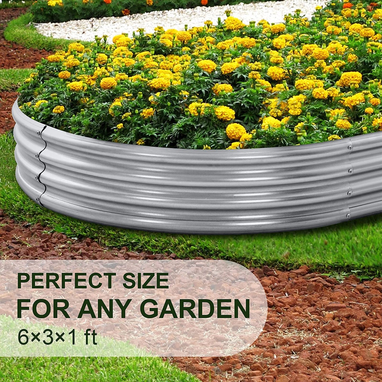 Land Guard Galvanized Raised Garden Bed Kit, Galvanized Planter Garden Boxes Outdoor, Oval Large Metal for Vegetables…………