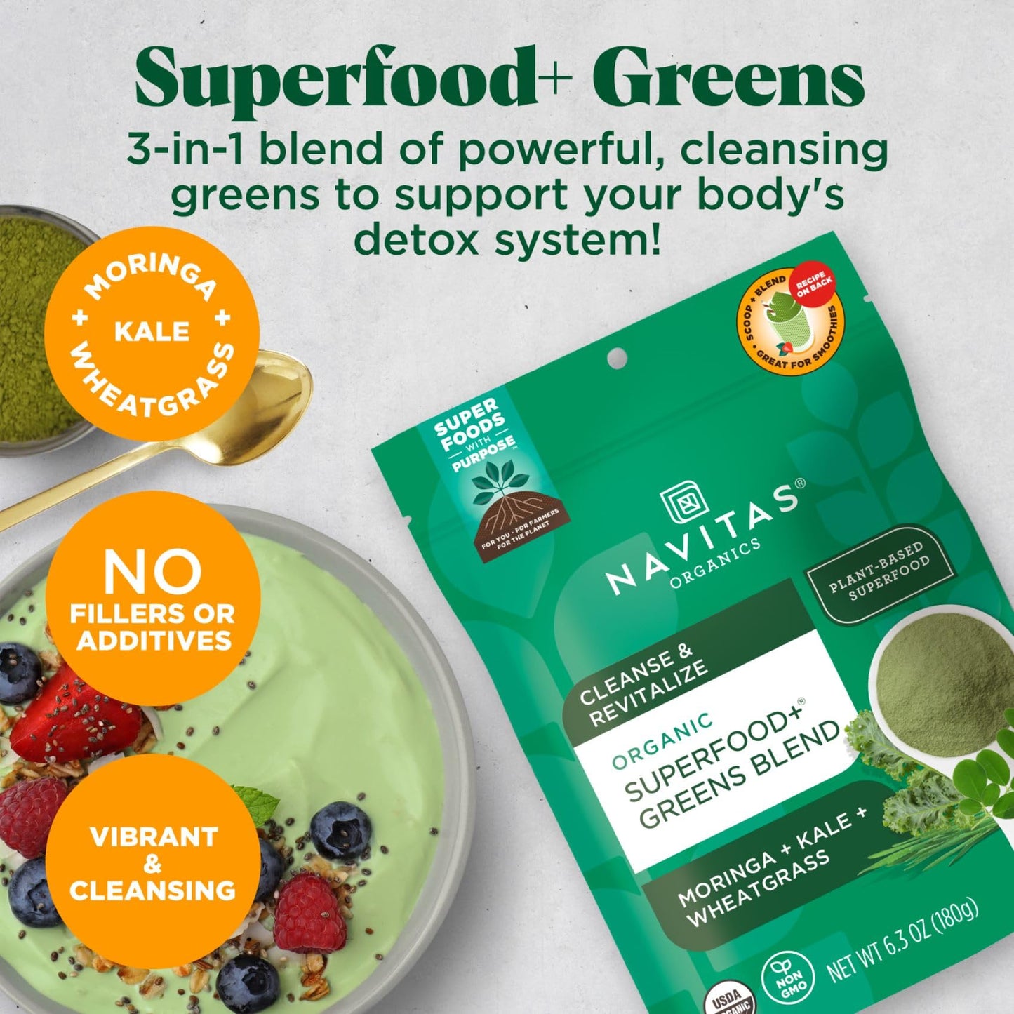 Navitas Organics Superfood+ Adaptogen Blend for Stress Support (Maca + Reishi + Ashwagandha), 6.3oz Bag, 30 Servings — Organic, Non-GMO, Vegan, Gluten-Free, Keto & Paleo.