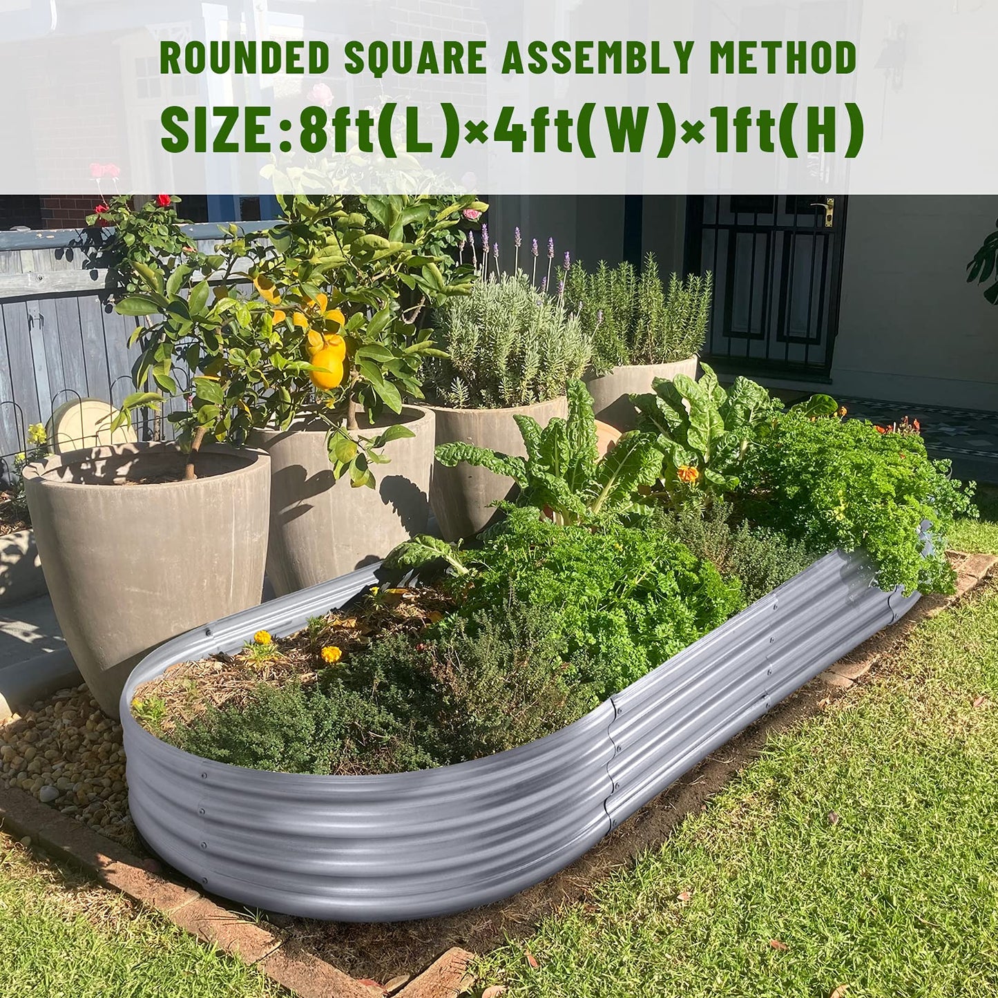 Land Guard Galvanized Raised Garden Bed Kit, Galvanized Planter Garden Boxes Outdoor, Oval Large Metal for Vegetables…………