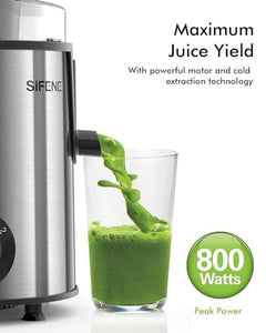 SiFENE Juicer Machine 3" Mouth for Whole Veggies & Fruits | Easy to Clean | BPA Free | Durable Stainless Steel Kitchen Juicer